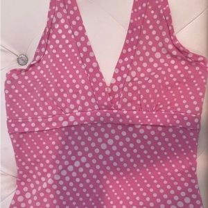 Pink and white polka dot halter top